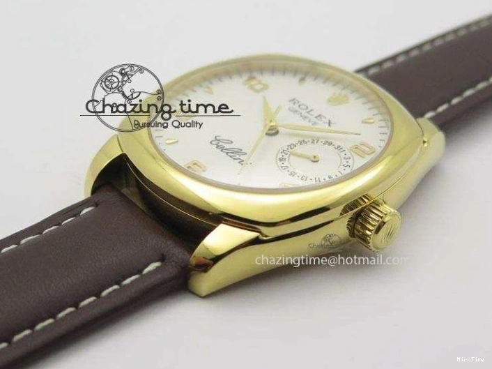 MiroTime 0328 Cellini Date YG White Numeral Dial On Brown Leather Strap A Affordable 3883
